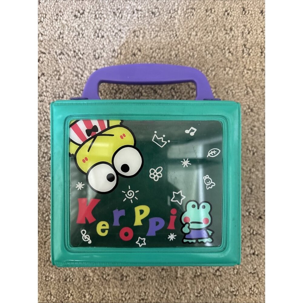 Vintage 90s Sanrio Keroppi Plastic Case Storage RARE Retro Green Frog